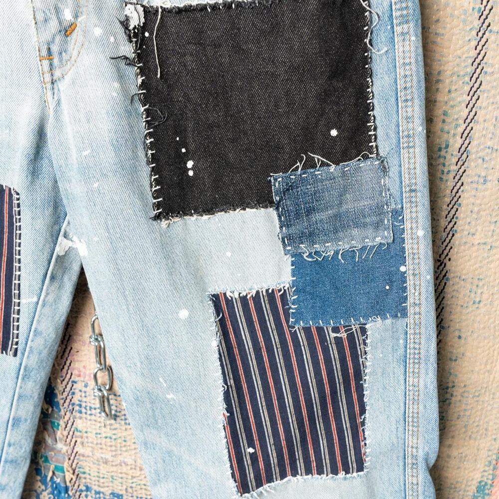 Custom handmade sashiko levis patchwork jeans size 31 x 30 - Picture 4 of 7